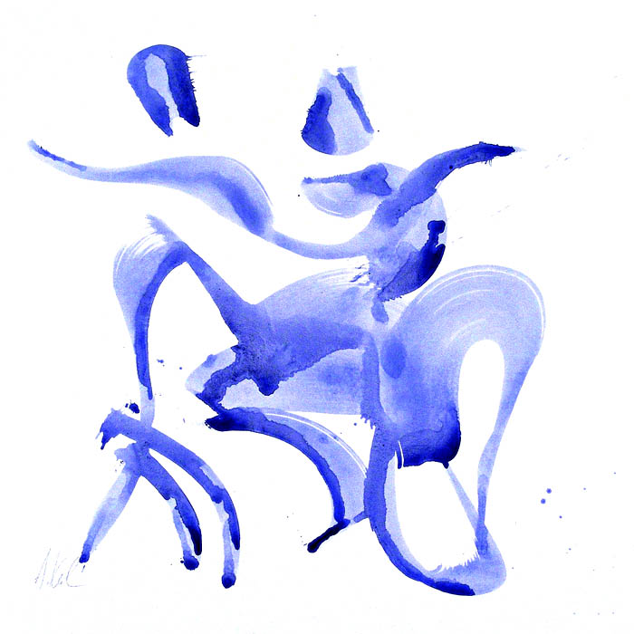 Agnes Keil, großes Zeichen blau, 136 x 136cm, 2010